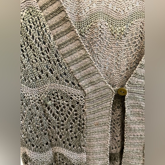 Wet Seal Vintage Loose Knit Crotchet Forest Green Short Sleeve Cardigan Small S - Picture 4 of 4